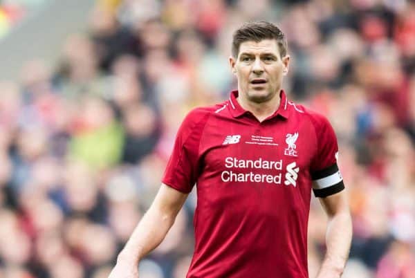 LIVERPOOL, ENGLAND - Saturday, March 23, 2019: Liverpool's Steven Gerrard during the LFC Foundation charity match between Liverpool FC Legends and Milan Glorie at Anfield. (Pic by Paul Greenwood/Propaganda)