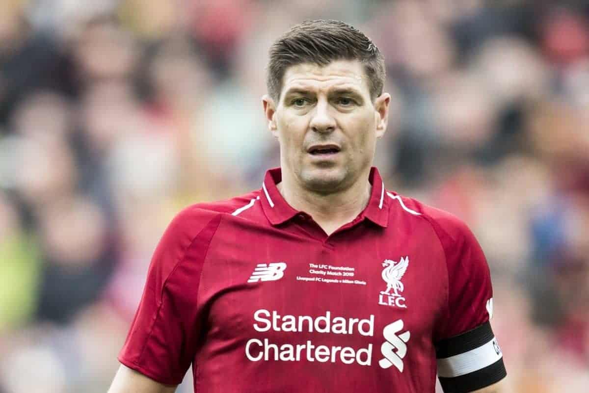 LIVERPOOL, ENGLAND - Saturday, March 23, 2019: Liverpool's Steven Gerrard during the LFC Foundation charity match between Liverpool FC Legends and Milan Glorie at Anfield. (Pic by Paul Greenwood/Propaganda)