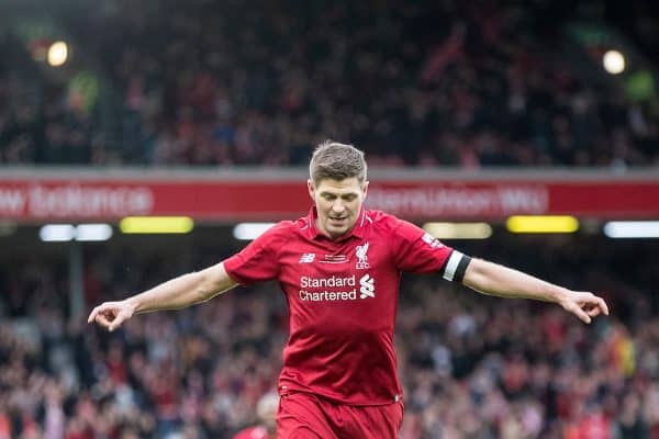 Steven Gerrard, LFC Foundation charity match between Liverpool FC Legends and Milan Glorie at Anfield. (Pic by Paul Greenwood/Propaganda)