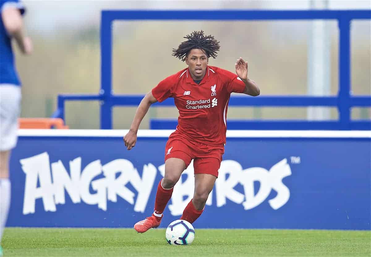 LIVERPOOL, ENGLAND - Saturday, March 30, 2019: Liverpool's Yasser Larouci during the FA Premier League Academy match between Everton FC and Liverpool FC, the Mini-Mini Merseyside Derby, at Finch Farm. (Pic by David Rawcliffe/Propaganda)