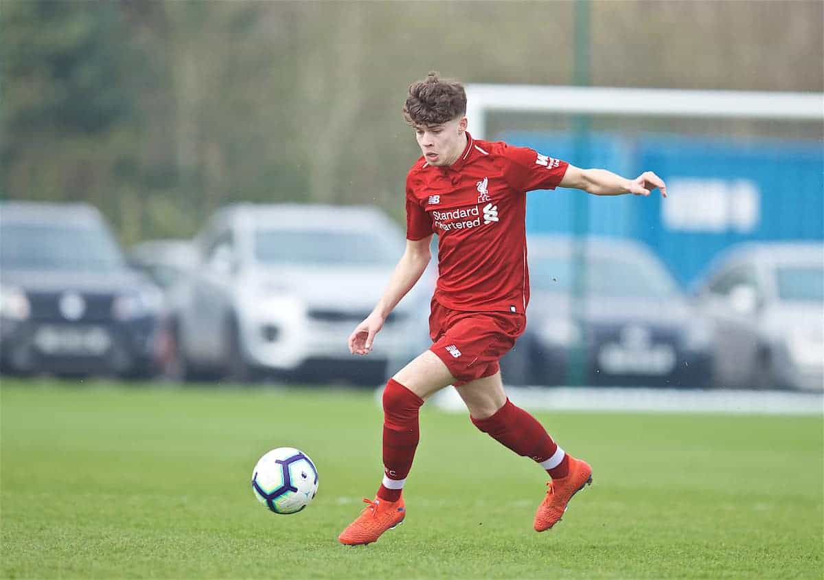 LIVERPOOL, ENGLAND - Saturday, March 30, 2019: Liverpool's Neco Williams during the FA Premier League Academy match between Everton FC and Liverpool FC, the Mini-Mini Merseyside Derby, at Finch Farm. (Pic by David Rawcliffe/Propaganda)