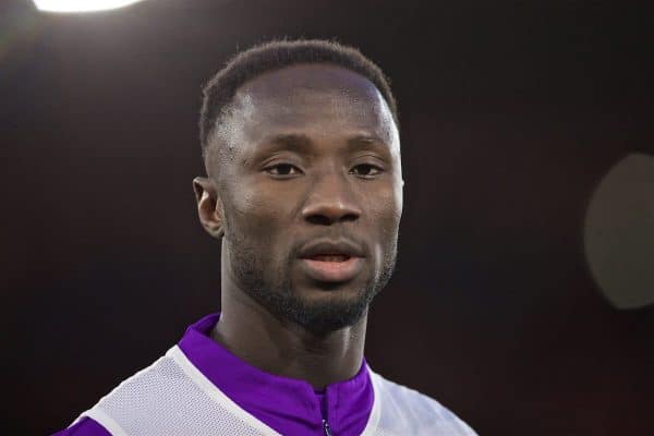 SOUTHAMPTON, ENGLAND - Friday, April 5, 2019: Liverpool's Naby Keita during the pre-match warm-up before the FA Premier League match between Southampton FC and Liverpool FC at the St. Mary's Stadium. (Pic by David Rawcliffe/Propaganda)