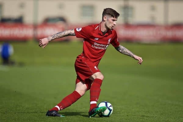 KIRKBY, ENGLAND - Saturday, April 6, 2019: Liverpool's Corey Whelan during the Under-23 FA Premier League 2 Division 1 match between Liverpool and Chelsea at the Academy. (Pic by David Rawcliffe/Propaganda)