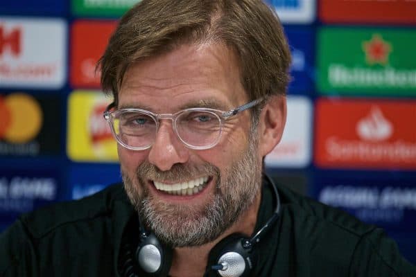 LIVERPOOL, ENGLAND - Monday, April 8, 2019: Liverpool's manager Jürgen Klopp during a press conference at Anfield ahead of the UEFA Champions League Quarter-Final 1st Leg match between Liverpool FC and FC Porto. (Pic by David Rawcliffe/Propaganda)