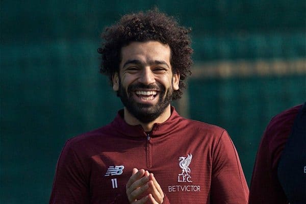 LIVERPOOL, ENGLAND - Monday, April 8, 2019: Liverpool's Mohamed Salah during a training session at Melwood Training Ground ahead of the UEFA Champions League Quarter-Final 1st Leg match between Liverpool FC and FC Porto. (Pic by David Rawcliffe/Propaganda)