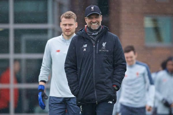 LIVERPOOL, ENGLAND - Tuesday, April 16, 2019: Liverpool's manager Jürgen Klopp during a training session at Melwood Training Ground ahead of the UEFA Champions League Quarter-Final 2nd Leg match between FC Porto and Liverpool FC. (Pic by Laura Malkin/Propaganda)