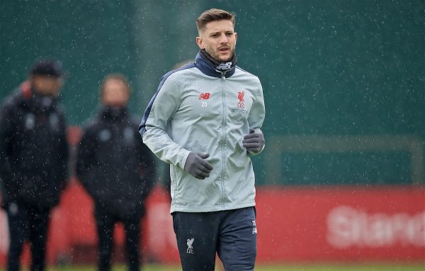 LIVERPOOL, ENGLAND - Tuesday, April 16, 2019: Liverpool's Adam Lallana during a training session at Melwood Training Ground ahead of the UEFA Champions League Quarter-Final 2nd Leg match between FC Porto and Liverpool FC. (Pic by Laura Malkin/Propaganda)