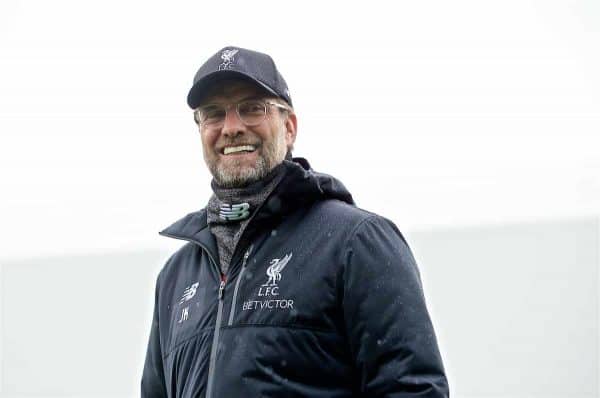 LIVERPOOL, ENGLAND - Tuesday, April 16, 2019: Liverpool's manager Jürgen Klopp during a training session at Melwood Training Ground ahead of the UEFA Champions League Quarter-Final 2nd Leg match between FC Porto and Liverpool FC. (Pic by Laura Malkin/Propaganda)