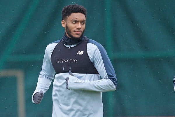 LIVERPOOL, ENGLAND - Tuesday, April 16, 2019: Liverpool's Joe Gomez during a training session at Melwood Training Ground ahead of the UEFA Champions League Quarter-Final 2nd Leg match between FC Porto and Liverpool FC. (Pic by Laura Malkin/Propaganda)