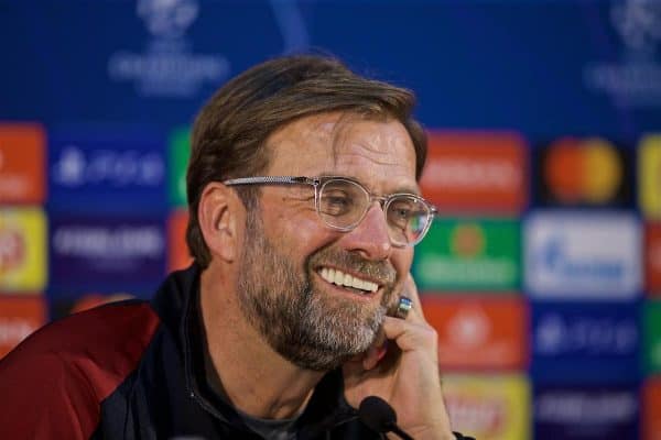 PORTO, PORTUGAL - Tuesday, April 16, 2019': Liverpool's manager Jürgen Klopp during a press conference ahead of the UEFA Champions League Quarter-Final 2nd Leg match between FC Porto and Liverpool FC at Estádio do Dragão. (Pic by David Rawcliffe/Propaganda)