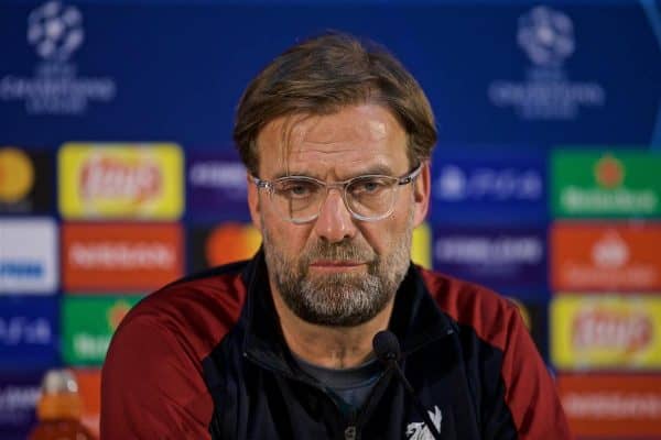 PORTO, PORTUGAL - Tuesday, April 16, 2019': Liverpool's manager Jürgen Klopp during a press conference ahead of the UEFA Champions League Quarter-Final 2nd Leg match between FC Porto and Liverpool FC at Estádio do Dragão. (Pic by David Rawcliffe/Propaganda)