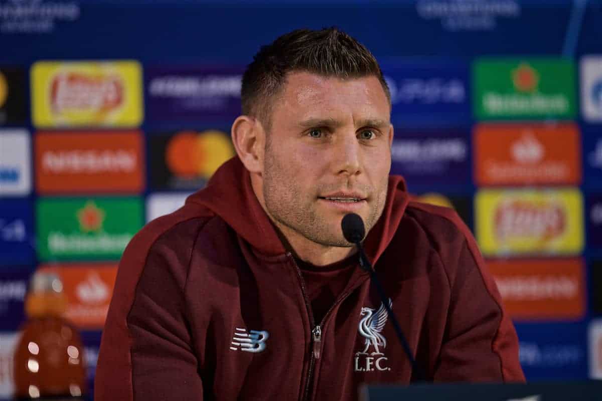 PORTO, PORTUGAL - Tuesday, April 16, 2019': Liverpool's James Milner during a press conference ahead of the UEFA Champions League Quarter-Final 2nd Leg match between FC Porto and Liverpool FC at Estádio do Dragão. (Pic by David Rawcliffe/Propaganda)
