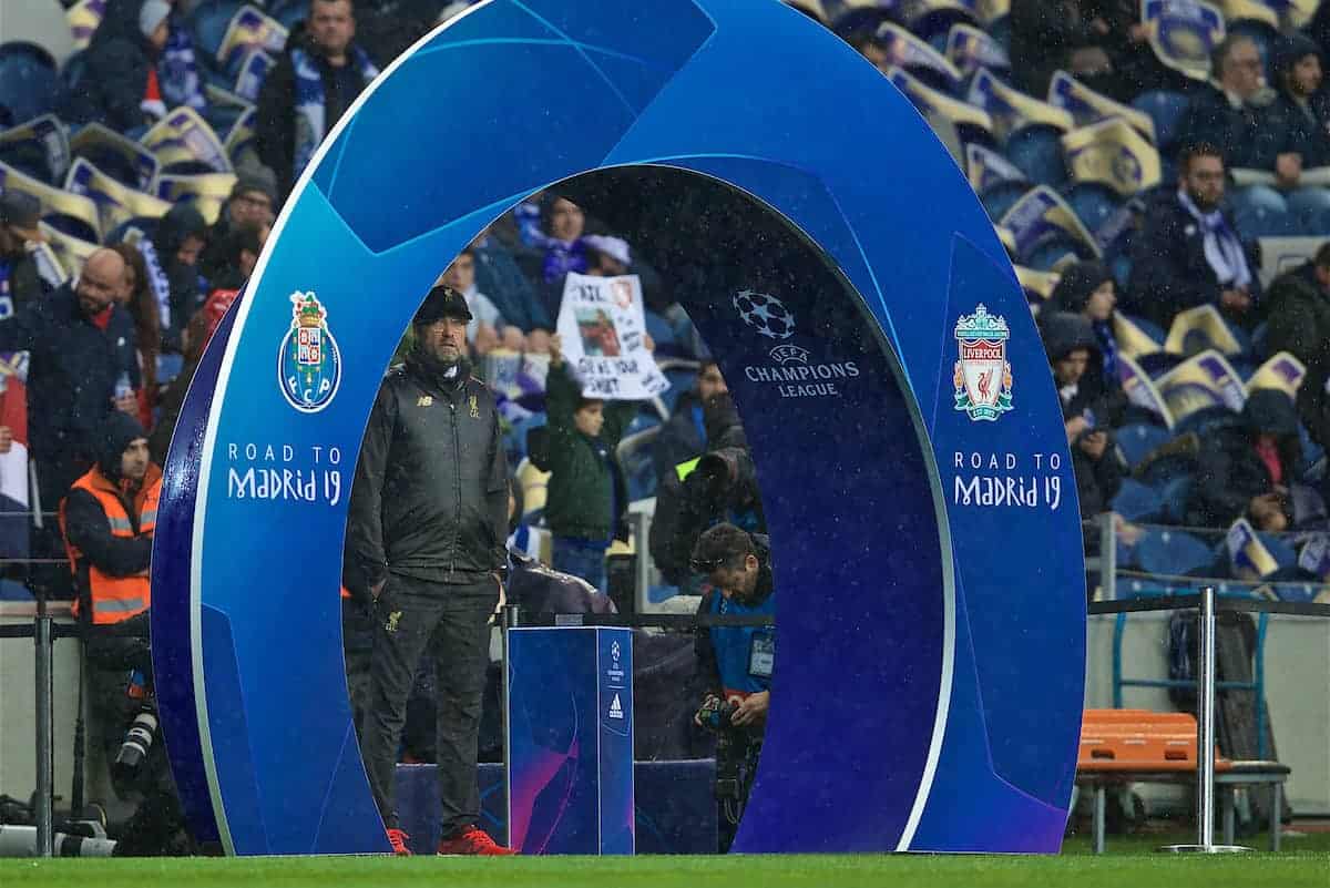 PORTO, PORTUGAL - Wednesday, April 17, 2019: Liverpool's manager Jürgen Klopp before the UEFA Champions League Quarter-Final 2nd Leg match between FC Porto and Liverpool FC at Estádio do Dragão. (Pic by David Rawcliffe/Propaganda)