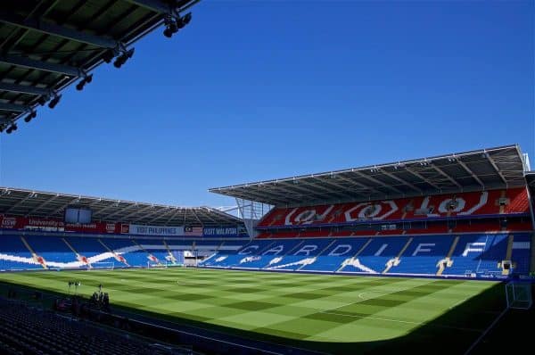 CARDIFF, WALES - Saturday, April 20, 2019: A general view of the Cardiff City Stadium before the FA Premier League match between Cardiff City FC and Liverpool FC. (Pic by David Rawcliffe/Propaganda)