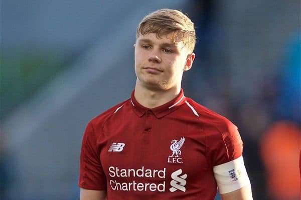 MANCHESTER, ENGLAND - Thursday, April 25, 2019: Liverpool's captain Paul Glatzel before the FA Youth Cup Final match between Manchester City FC and Liverpool FC at the Academy Stadium. (Pic by David Rawcliffe/Propaganda)