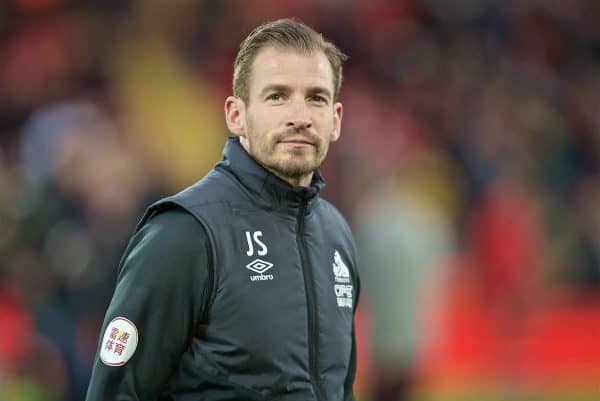 LIVERPOOL, ENGLAND - Friday, April 26, 2019: Huddersfield Town's manager Jan Siewert before the FA Premier League match between Liverpool FC and Huddersfield Town AFC at Anfield. (Pic by David Rawcliffe/Propaganda)