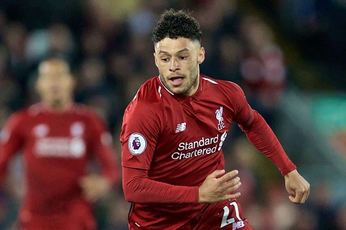 LIVERPOOL, ENGLAND - Friday, April 26, 2019: Liverpool's Alex Oxlade-Chamberlain during the FA Premier League match between Liverpool FC and Huddersfield Town AFC at Anfield. (Pic by David Rawcliffe/Propaganda)