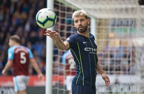 BURNLEY, ENGLAND - Sunday, April 28, 2019: Manchester City's Sergio Aguero during the FA Premier League match between Burnley FC and Manchester City FC at Turf Moor. (Pic by David Rawcliffe/Propaganda)