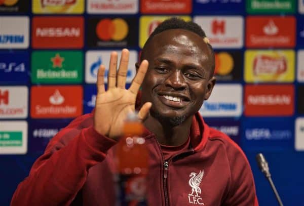 BARCELONA, SPAIN - Tuesday, April 30, 2019: Liverpool's Sadio Mane during a press conference ahead of the UEFA Champions League Semi-Final 1st Leg match between FC Barcelona and Liverpool FC at the Camp Nou. (Pic by David Rawcliffe/Propaganda)