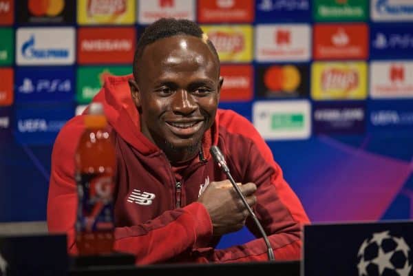 BARCELONA, SPAIN - Tuesday, April 30, 2019: Liverpool's Sadio Mane during a press conference ahead of the UEFA Champions League Semi-Final 1st Leg match between FC Barcelona and Liverpool FC at the Camp Nou. (Pic by David Rawcliffe/Propaganda)