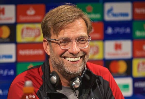 BARCELONA, SPAIN - Tuesday, April 30, 2019: Liverpool's manager Jürgen Klopp during a press conference ahead of the UEFA Champions League Semi-Final 1st Leg match between FC Barcelona and Liverpool FC at the Camp Nou. (Pic by David Rawcliffe/Propaganda)