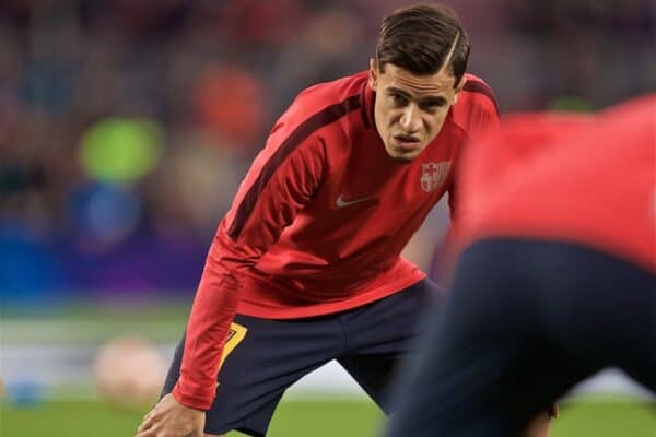 BARCELONA, SPAIN - Wednesday, May 1, 2019: FC Barcelona's Philippe Coutinho Correia during the pre-match warm-up before the UEFA Champions League Semi-Final 1st Leg match between FC Barcelona and Liverpool FC at the Camp Nou. (Pic by David Rawcliffe/Propaganda)