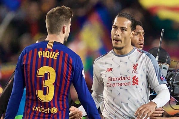 BARCELONA, SPAIN - Wednesday, May 1, 2019: Liverpool's Virgil van Dijk looks dejected after losing 3-0 during the UEFA Champions League Semi-Final 1st Leg match between FC Barcelona and Liverpool FC at the Camp Nou. (Pic by David Rawcliffe/Propaganda)