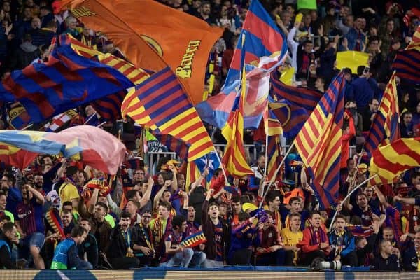 BARCELONA, SPAIN - Wednesday, May 1, 2019: FC Barcelona supporters before the UEFA Champions League Semi-Final 1st Leg match between FC Barcelona and Liverpool FC at the Camp Nou. (Pic by David Rawcliffe/Propaganda)