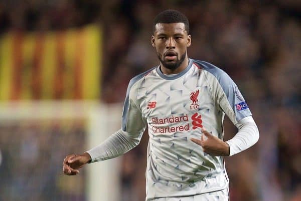 BARCELONA, SPAIN - Wednesday, May 1, 2019: Liverpool's Georginio Wijnaldum during the UEFA Champions League Semi-Final 1st Leg match between FC Barcelona and Liverpool FC at the Camp Nou. (Pic by David Rawcliffe/Propaganda)