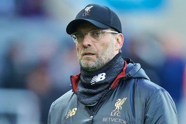 NEWCASTLE-UPON-TYNE, ENGLAND - Saturday, May 4, 2019: Liverpool's manager Jürgen Klopp during the pre-match warm-up before the FA Premier League match between Newcastle United FC and Liverpool FC at St. James' Park. (Pic by David Rawcliffe/Propaganda)