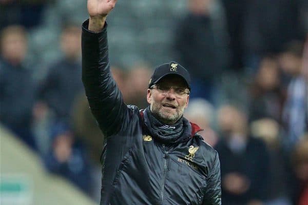 NEWCASTLE-UPON-TYNE, ENGLAND - Saturday, May 4, 2019: Liverpool's manager Jürgen Klopp thanks supporters after the FA Premier League match between Newcastle United FC and Liverpool FC at St. James' Park. Liverpool won 3-2. (Pic by David Rawcliffe/Propaganda)