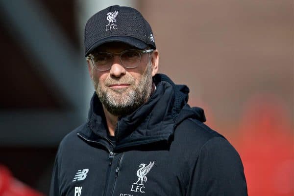 LIVERPOOL, ENGLAND - Monday, May 6, 2019: Liverpool's manager Jürgen Klopp during a training session at Melwood Training Ground ahead of the UEFA Champions League Semi-Final 2nd Leg match between Liverpool FC and FC Barcelona. (Pic by David Rawcliffe/Propaganda)