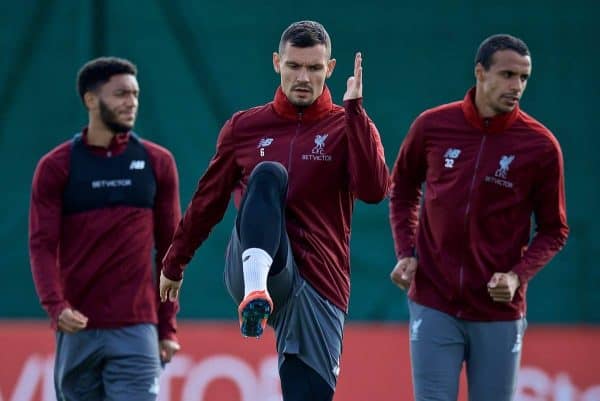 LIVERPOOL, ENGLAND - Monday, May 6, 2019: Liverpool's Dejan Lovren during a training session at Melwood Training Ground ahead of the UEFA Champions League Semi-Final 2nd Leg match between Liverpool FC and FC Barcelona. (Pic by David Rawcliffe/Propaganda)