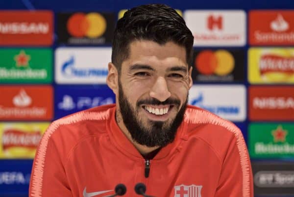 LIVERPOOL, ENGLAND - Monday, May 6, 2019: FC Barcelona's Luis Suárez during a press conference ahead of the UEFA Champions League Semi-Final 2nd Leg match between Liverpool FC and FC Barcelona at Anfield. (Pic by David Rawcliffe/Propaganda)