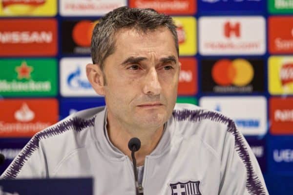 LIVERPOOL, ENGLAND - Monday, May 6, 2019: FC Barcelona's head coach Ernesto Valverde during a press conference ahead of the UEFA Champions League Semi-Final 2nd Leg match between Liverpool FC and FC Barcelona at Anfield. (Pic by David Rawcliffe/Propaganda)