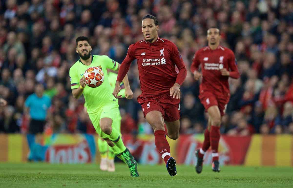 LIVERPOOL, ENGLAND - Tuesday, May 7, 2019: Liverpool's Virgil van Dijk during the UEFA Champions League Semi-Final 2nd Leg match between Liverpool FC and FC Barcelona at Anfield. (Pic by David Rawcliffe/Propaganda)