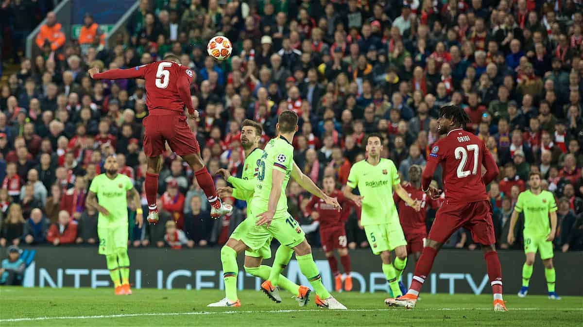 LIVERPOOL, ENGLAND - Tuesday, May 7, 2019: Liverpool's Georginio Wijnaldum scores the third goal during the UEFA Champions League Semi-Final 2nd Leg match between Liverpool FC and FC Barcelona at Anfield. (Pic by David Rawcliffe/Propaganda)