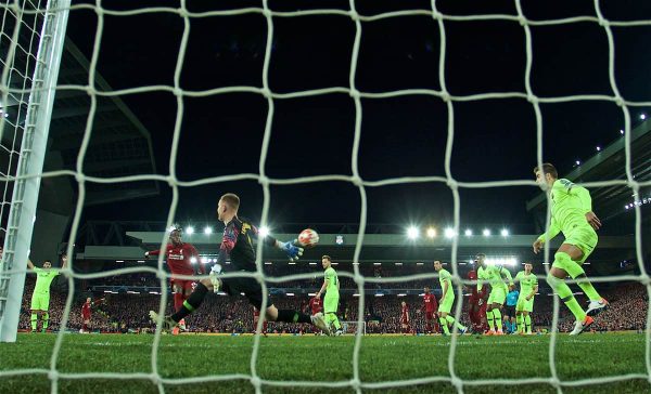 LIVERPOOL, ENGLAND - Tuesday, May 7, 2019: Liverpool's Divock Origi scores the fourth goal during the UEFA Champions League Semi-Final 2nd Leg match between Liverpool FC and FC Barcelona at Anfield. (Pic by David Rawcliffe/Propaganda)