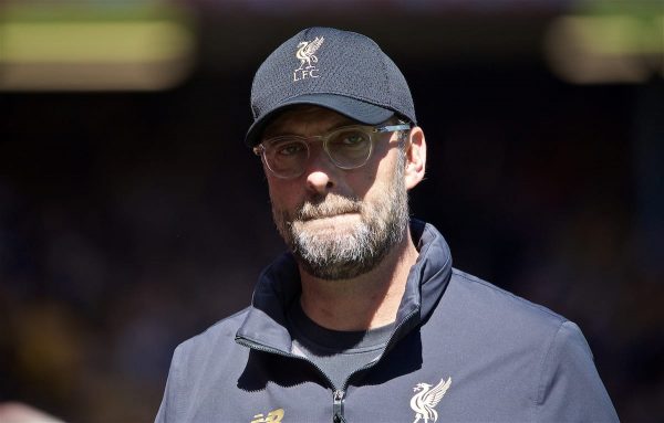 LIVERPOOL, ENGLAND - Sunday, May 12, 2019: Liverpool's manager Jürgen Klopp before v the final FA Premier League match of the season between Liverpool FC and Wolverhampton Wanderers FC at Anfield. (Pic by David Rawcliffe/Propaganda)