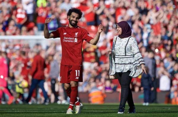 LIVERPOOL, ENGLAND - Sunday, May 12, 2019: Liverpool's Mohamed Salah after the final FA Premier League match of the season between Liverpool FC and Wolverhampton Wanderers FC at Anfield. (Pic by David Rawcliffe/Propaganda)