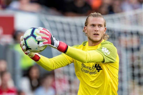 BLACKBURN, ENGLAND - Thursday, July 19, 2018: Liverpool's goalkeeper Loris Karius during a preseason friendly match between Blackburn Rovers FC and Liverpool FC at Ewood Park. (Pic by Paul Greenwood/Propaganda)