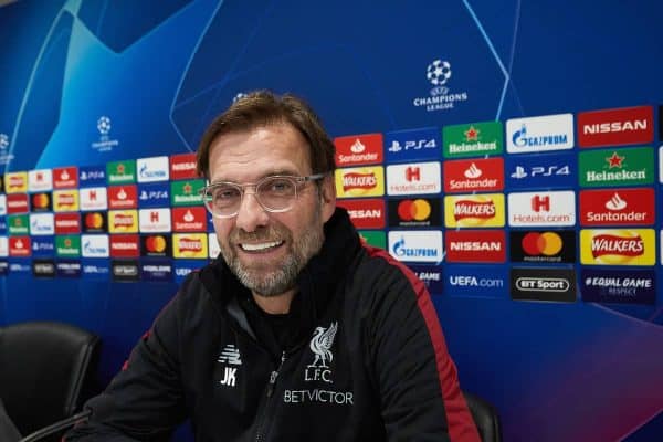 LIVERPOOL, ENGLAND - Monday, February 18, 2019: Liverpool's manager Jürgen Klopp during a press conference at Anfield ahead of the UEFA Champions League Round of 16 1st Leg match between Liverpool FC and FC Bayern München. (Pic by Paul Greenwood/Propaganda)