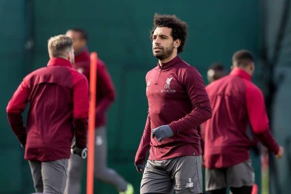 LIVERPOOL, ENGLAND - Monday, February 18, 2019: Liverpool's Mohamed Salah during a training session at Melwood ahead of the UEFA Champions League Round of 16 1st Leg match between Liverpool FC and FC Bayern München. (Pic by Paul Greenwood/Propaganda)