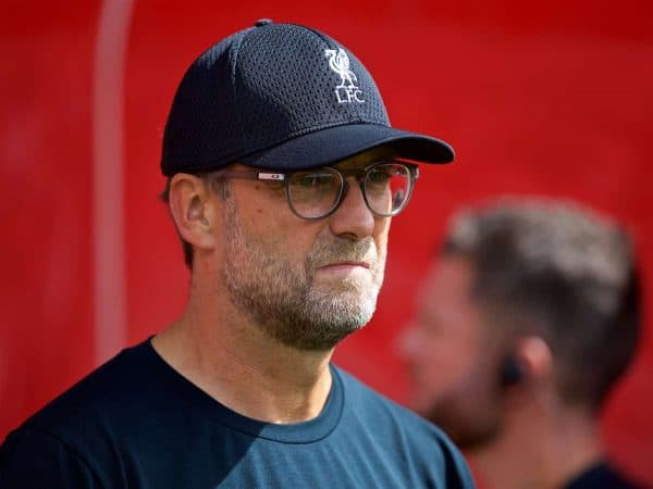 LIVERPOOL, ENGLAND - Saturday, August 17, 2019: Liverpool's manager Jürgen Klopp before the FA Premier League match between Southampton FC and Liverpool FC at St. Mary's Stadium. (Pic by David Rawcliffe/Propaganda)