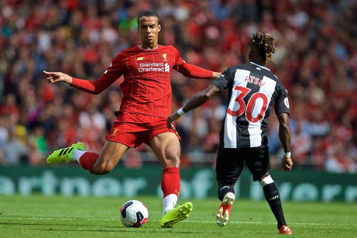 LIVERPOOL, ENGLAND - Saturday, September 14, 2019: Liverpool's Joel Matip during the FA Premier League match between Liverpool FC and Newcastle United FC at Anfield. (Pic by David Rawcliffe/Propaganda)
