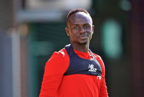 LIVERPOOL, ENGLAND - Monday, September 16, 2019: Liverpool's Sadio Mane during a training session at Melwood Training Ground ahead of the UEFA Champions League Group E match between SSC Napoli and Liverpool FC. (Pic by Laura Malkin/Propaganda)