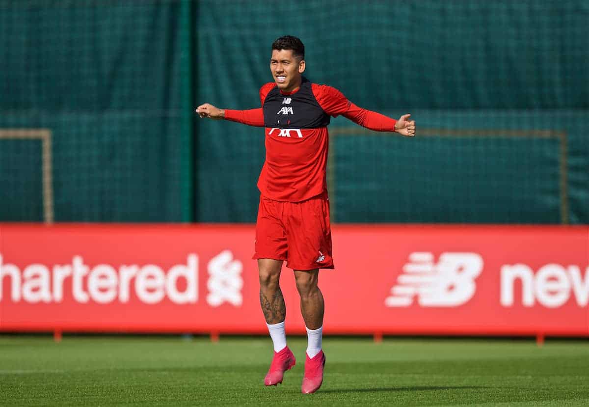 LIVERPOOL, ENGLAND - Monday, September 16, 2019: Liverpool's Roberto Firmino during a training session at Melwood Training Ground ahead of the UEFA Champions League Group E match between SSC Napoli and Liverpool FC. (Pic by Laura Malkin/Propaganda)