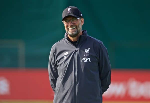 LIVERPOOL, ENGLAND - Monday, September 16, 2019: Liverpool's manager Jürgen Klopp during a training session at Melwood Training Ground ahead of the UEFA Champions League Group E match between SSC Napoli and Liverpool FC. (Pic by Laura Malkin/Propaganda)