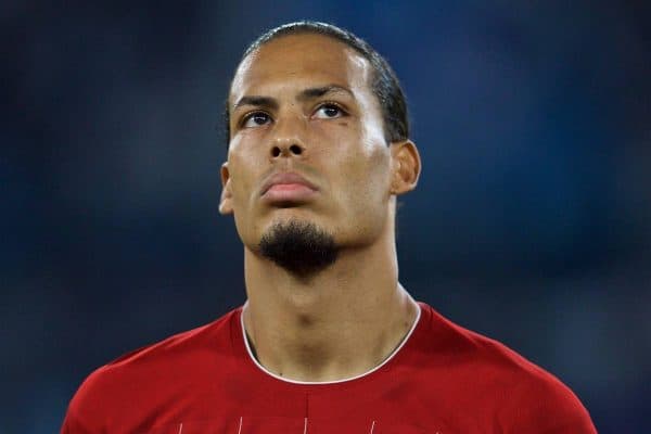 NAPLES, ITALY - Tuesday, September 17, 2019: Liverpool's Virgil van Dijk during the UEFA Champions League Group E match between SSC Napoli and Liverpool FC at the Studio San Paolo. (Pic by David Rawcliffe/Propaganda)