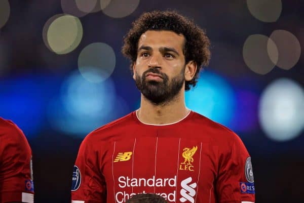 NAPLES, ITALY - Tuesday, September 17, 2019: Liverpool's Mohamed Salah before the UEFA Champions League Group E match between SSC Napoli and Liverpool FC at the Studio San Paolo. (Pic by David Rawcliffe/Propaganda)